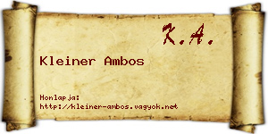 Kleiner Ambos névjegykártya